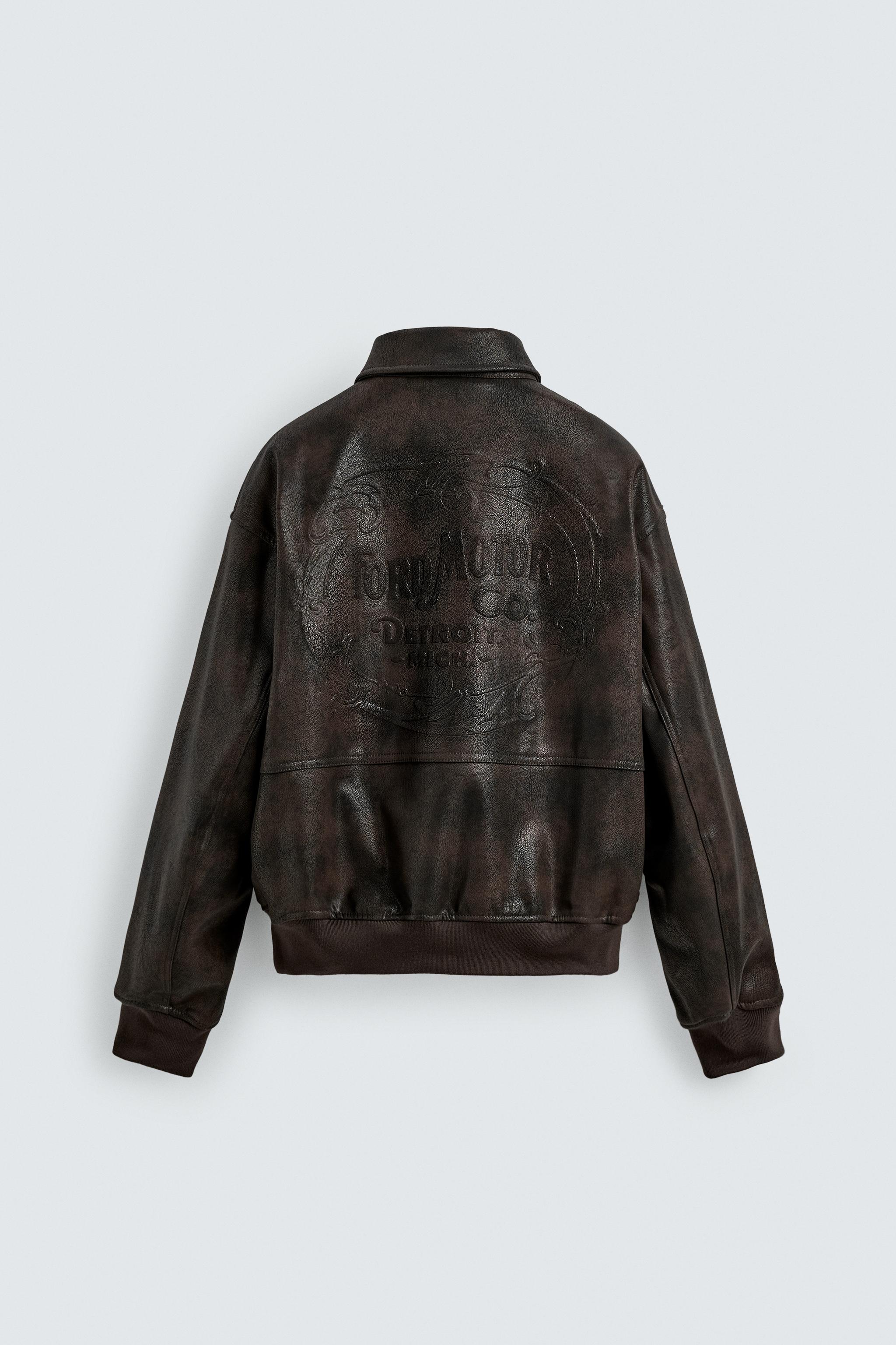 EMBOSSED FAUX LEATHER FORD © BOMBER JACKET